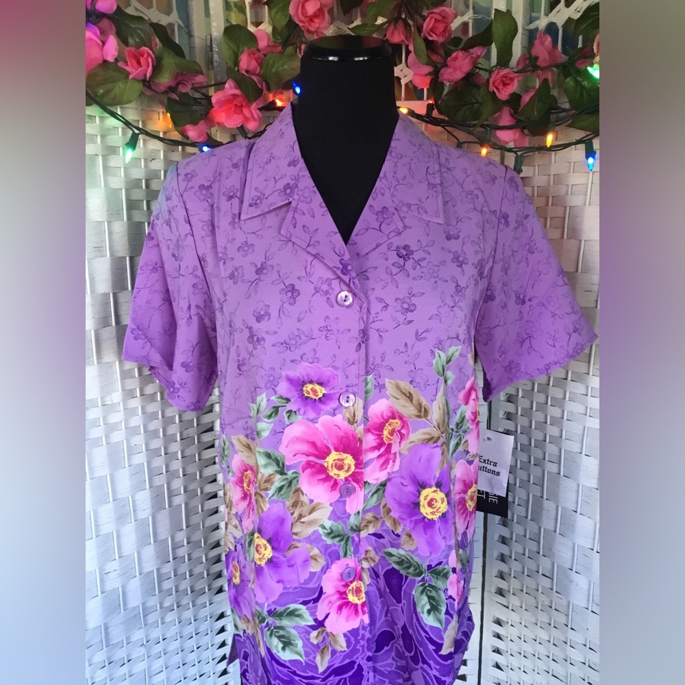 💜🌺🌸 Maggie Sweet Purple Floral Top & Solid Purple Tank S  NWT NOS 🌸🌺💜 - Picture 6 of 12